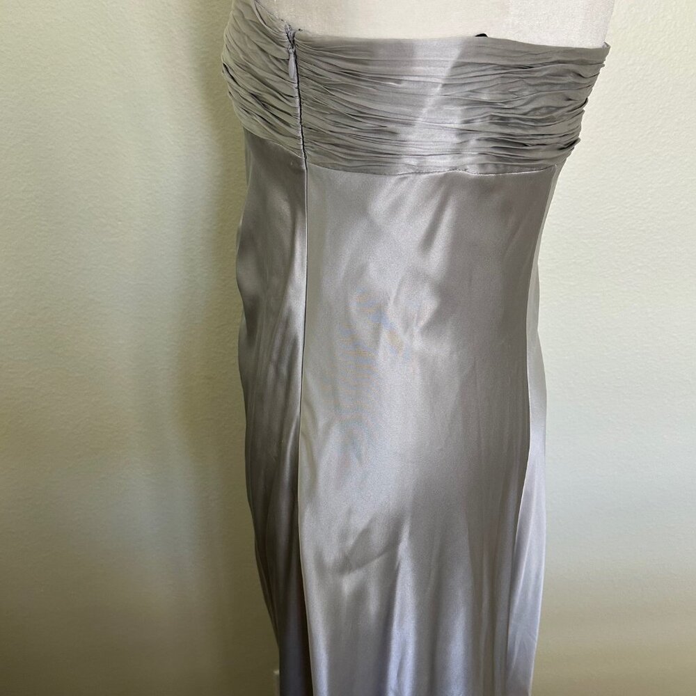 Laundry Black Label 100% Silk Strapless Evening Gown SZ12 Silver Wedding Events - Picture 8 of 15